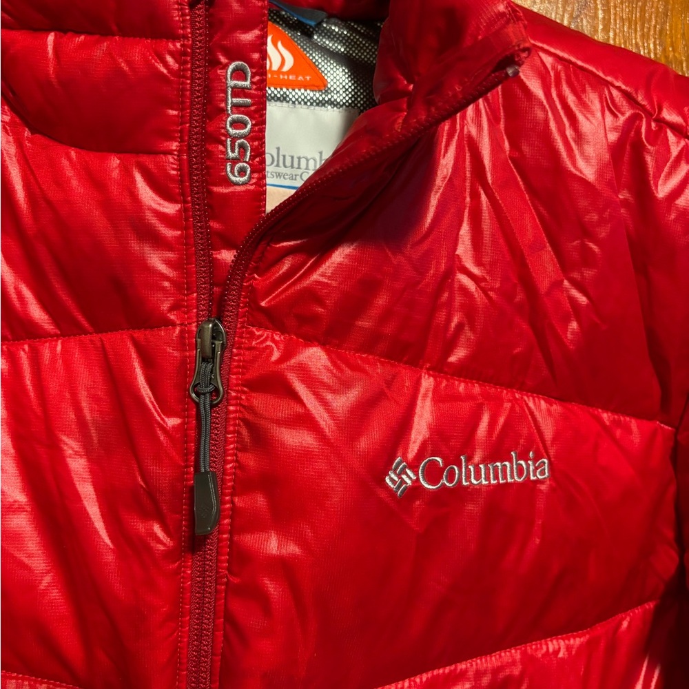 COLUMBIA Women’s 650 Turbo Down Omni-Heat Red Puffer Jacket Coat Size Medium - Picture 4 of 7